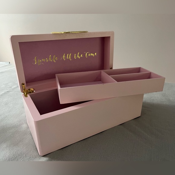 Kids Disney Princess Gold Icon Pink Lacquer Wood Jewelry Box Jewelry Organizer - Picture 2 of 15